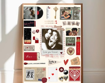 Canva Matchbox Art Matchbook Poster Template Anniversary Gift For Boyfriend Matchbox Collage DIY Wall Art Couple Memory Gift