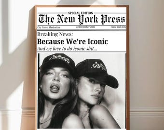 Custom Newspaper Print Wall Art Bestie Birthday Gift BFF DIY Poster Room Decor Friendship Memory Gift We are Iconic Wall Art