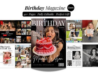 Birthday Magazine Template Canva Vogue Birthday Magazine Cover  Personalized Bestfriend Birthday Gift Friendship Magazine Keepsake