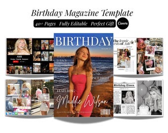 Personalised Birthday Magazine Template | Canva Editable Vogue Birthday Magazine For Bestfriend | Birthday Gift For Her | Sister Gift |