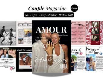 Couples Magazine Template Canva Custom Anniversary gift First Wedding Anniversary Printable Gifts for him and her Digital Download