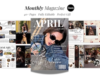 Canva Recap Magazine Template | Month Review Journal | Monthly Recap Magazine | Year In Review Book | Recap Template |
