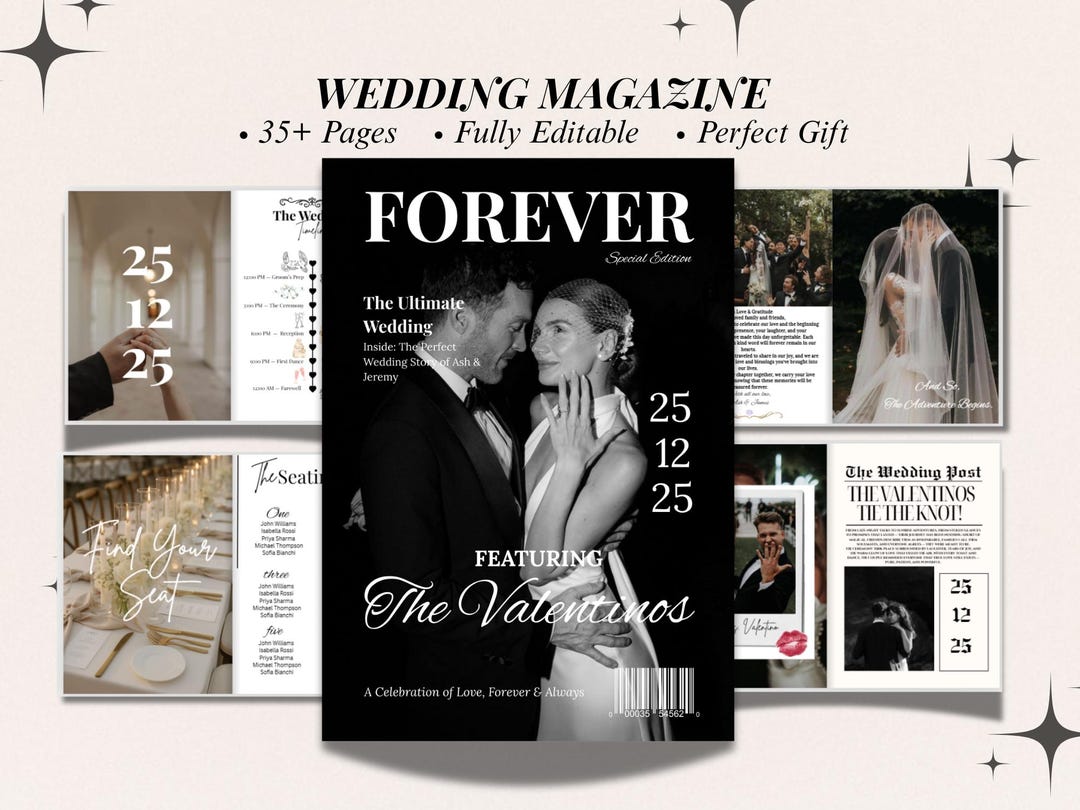 Wedding Magazine Template Wedding Day Program Wedding Booklet Editable ...