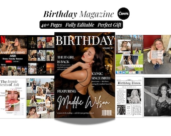 Birthday Magazine Template For Bestfriend | Canva Vogue Birthday Magazine Cover | Personalized Custom Birthday Gift For Bestie |