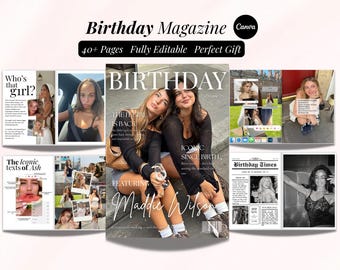 Birthday Magazine Template | Personalized Custom Birthday Gift For Best Friend | Editable Canva Magazine | Bestie Vogue Magazine Cover |