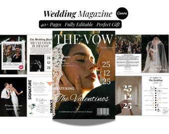 Wedding Magazine Template | Editable Wedding Program | Custom Wedding Booklet | Personalized Wedding PhotoAlbum | Wedding Anniversary Gift |