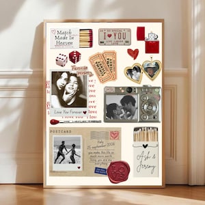 Plantilla de póster de caja de cerillas / Arte editable de caja de cerillas / Regalo imprimible para novio / Decoración de pared para pareja en aniversario / Regalo personalizado para recuerdo de pareja imagen 1