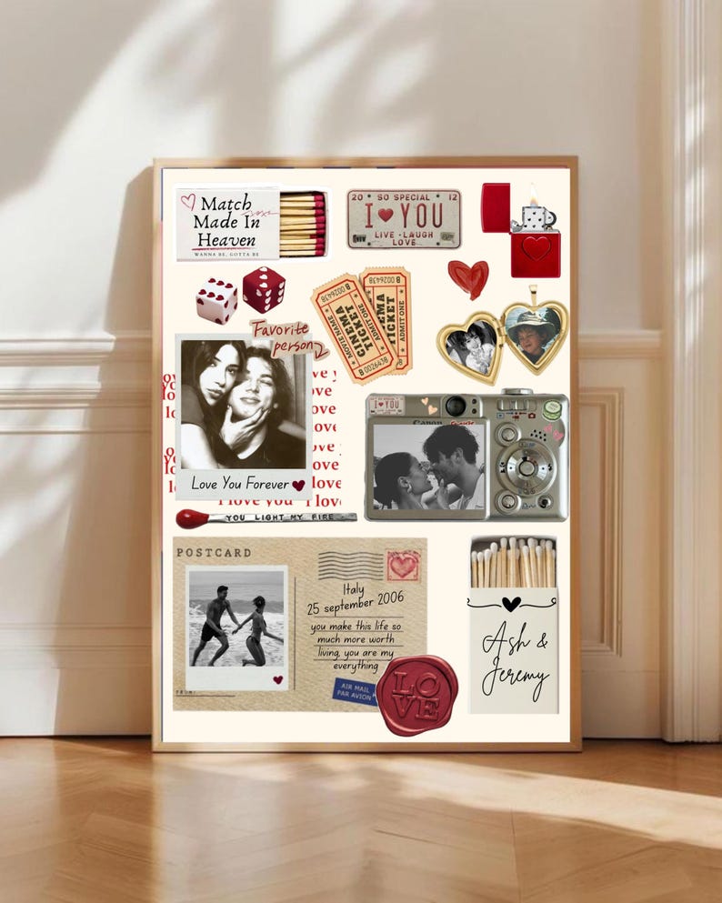 Plantilla de póster de caja de cerillas / Arte editable de caja de cerillas / Regalo imprimible para novio / Decoración de pared para pareja en aniversario / Regalo personalizado para recuerdo de pareja imagen 1