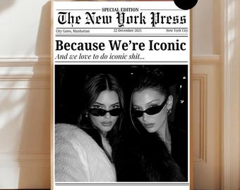 Personalised Best Friend Newspaper Print Poster | Custom Friendship Wall Art | Bestie Birthday DIY Poster Room Decor | Canva Newspaper |