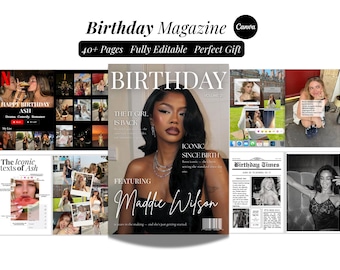 Canva Birthday Magazine Template For Bestfriend Birthday Gift Custom Vogue Birthday Magazine Cover Personalized Bestie Gift For Her