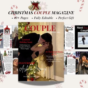 May include: A Christmas Couple Magazine cover with a couple kissing, surrounded by other magazine pages. The cover reads "Christmas Couple Magazine" and "Limited Holiday Issue". The magazine features the names "Ash&Jeremy".