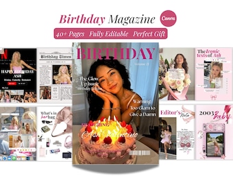 Mall för födelsedagstidning Canva Viral TikTok Födelsedagstidning Vogue Magazine För Bästa Vän Födelsedagspresent Personlig Bästa Vän