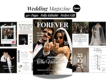 Wedding Magazine Template Canva | Editable Wedding Booklet | Wedding Photo book Album | Custom Wedding Program | Wedding Itinerary |