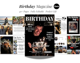 Birthday Magazine Template For Him | Boyfriend Birthday Magazine | Canva Birthday Magazine For Men | Gift For Him |