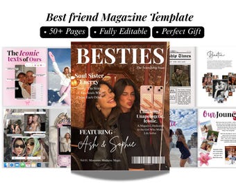 Bestie Magazin Vorlage | Canvas Freundschaft Magazin | Druckbares Geschenk für Bestie | Bearbeitbar Bestfriend Geburtstag | Erinnerung Geschenk Andenken |