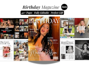 Birthday Magazine Template | Personalized Custom Vogue Birthday Magazine Canva | Editable Bestfriend Birthday Gift | Memory Keepsake |