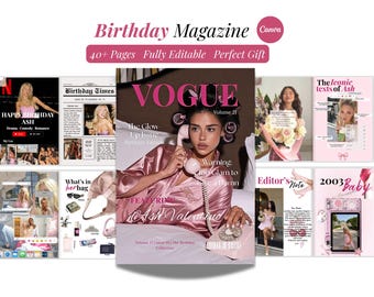 Plantilla de revista de cumpleaños de Canva / Regalo de cumpleaños personalizado para la mejor amiga / Revista personalizada para la mejor amiga / Revista de cumpleaños de Vogue en TikTok /