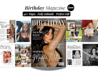 Birthday Magazine Template | Personalized Vogue Birthday Canva Magazine | Custom Bestfriend Birthday Gift Keepsake |