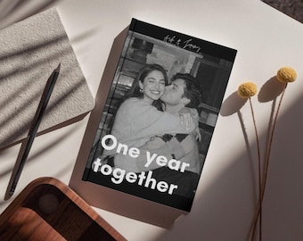 Couple Photo Book Album Canva Template Editable Custom 1 Year Anniversary Gift For Boyfriend or Girlfriend Love Story Scrapbook
