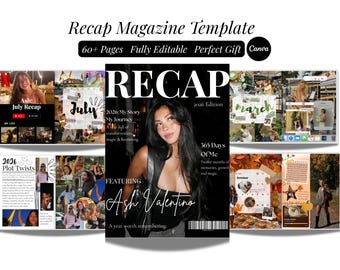 2026 Year In Review Canva Magazine Template | Editable Yearl Recap Magazine | End of Year Scrapbook Template | Photo Collage MemoryBook |