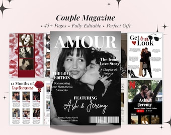 Couple Magazine Template Relationship Gift For Boyfriend Custom Couples Memory Gift Printable Anniversary Keepsake