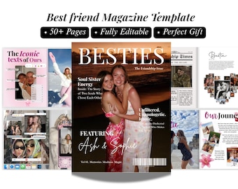 Best friend Birthday Magazine Template | Editable Friendship Magazine Canva | Personalised Bestie Birthday Gift | Sister Gift | Gift For Her