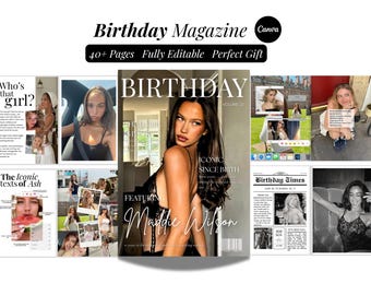 Birthday Magazine Template Editable Bestfriend Canva Magazine  Personalised Birthday Gift For Bestie Custom Tik Tok Magazine Vogue