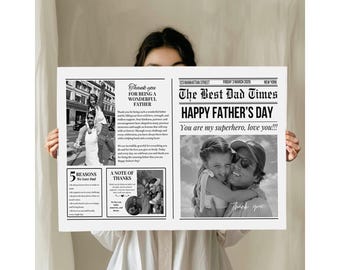 Fathers Day Newspaper Canva Template | First Father's Day Gift For Husband | Printable Card For Dad | DIY Fathers Day Gift Ideas |