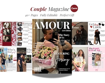 Anniversary Magazine Template | Custom Couple Magazine Canva | 1 Year Anniversary Gift For Boyfriend | Couple Photo Book Album |