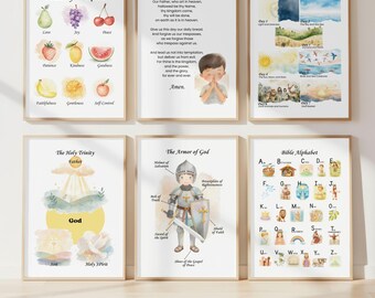 Wall Art Prints Set of 6, Wall Art Prints Trendy, Kids Wall Art, Wall Art Prints, Christian Art Wall, Christian Art, Christian Wall Prints