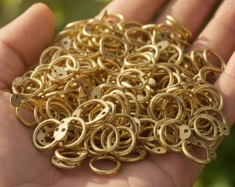 Brass Round Riveted Rings: Medieval Chainmail Repair, Natural Finish