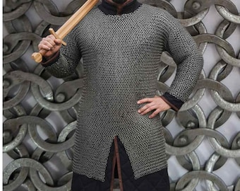 8 mm Chainmail shirt , Flat Riveted Rings with solid : Hauberk