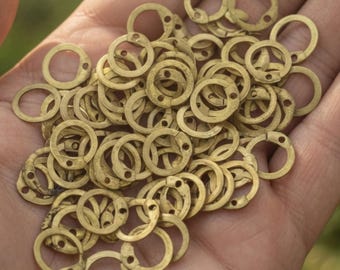 Brass Loose Rings with Round Rivets: Chain-mail Repair Natural Finish