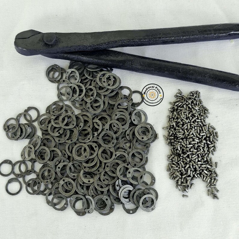 Riveted Chain-mail Rings With Tool: Natural Finish LARP Reenactment - 6 ...