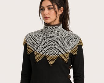 Aluminium Chain-mail Collar, Bishop Mantle, 9 mm Riveted Rings