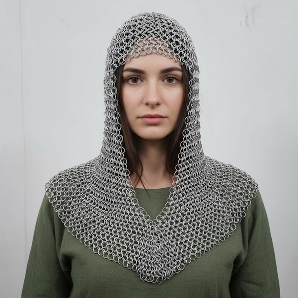 Aluminium Butted Chain mail Coif : Ren Faire Chainmail Coif