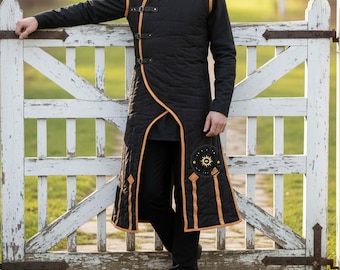 Mittelalterlicher Gambeson Ärmellos Lange Länge | LARP & Halloween Kostüm