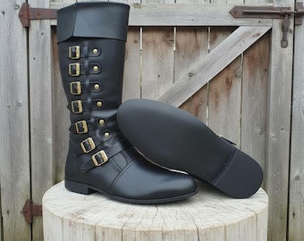 Mittelalterliche Lederstiefel: Piratenstiefel, Reenactment, Theater, Halloween