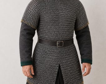 Historical Chainmail Shirt , 9 mm Flat Riveted Mild Steel, Short Sleeves