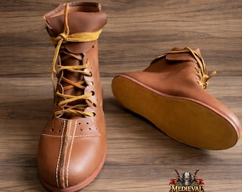 Roman Leather Boots – Vindolanda Style Historical Shoes for Reenactment, Renfaire & LARP