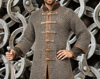 Abgedunkeltes Aluminium Kettenhemd | Mittelalter Hauberk, LARP Kostüm