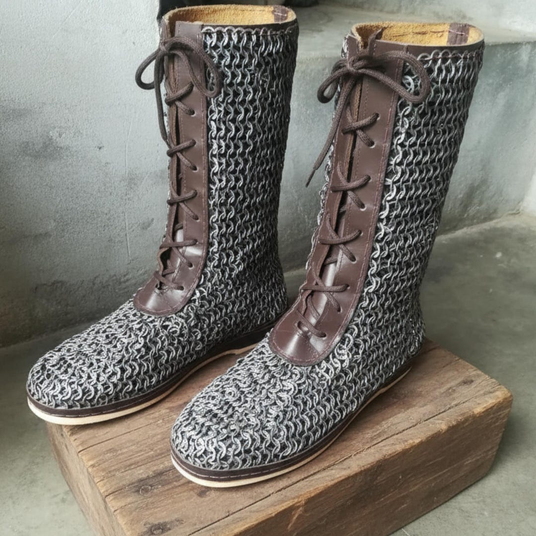 Stainless Steel Chainmail Boot | Viking Armor Footwear LARP Reenactment ...