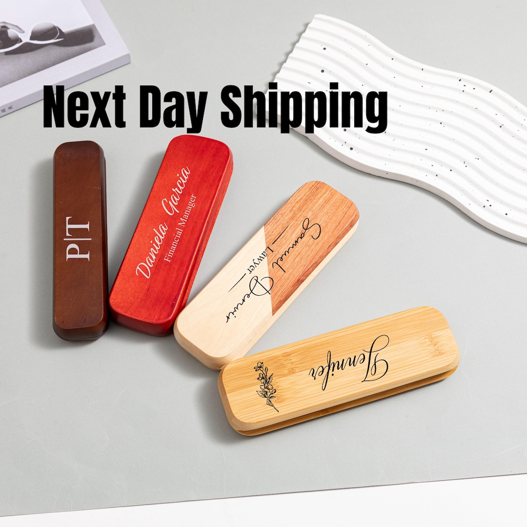 Personalized Wood Pen Set, Custom Engraved Wooden Ballpoint Pen Box ...