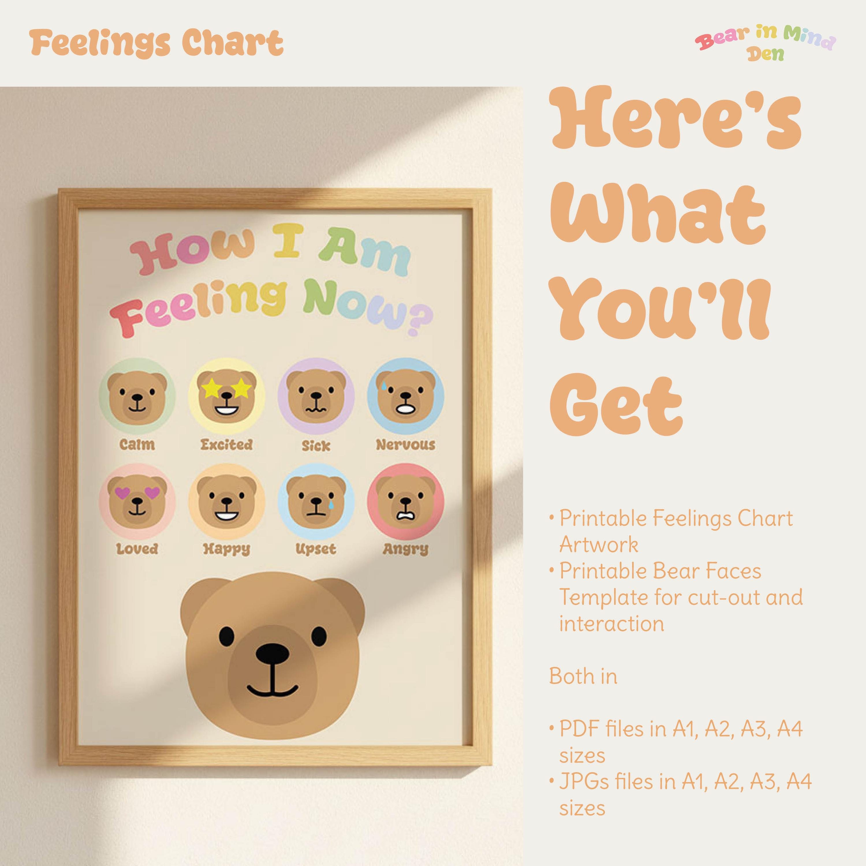 Interactive Feelings Chart for Kids: Visual Aid, Toddlers Emotions ...