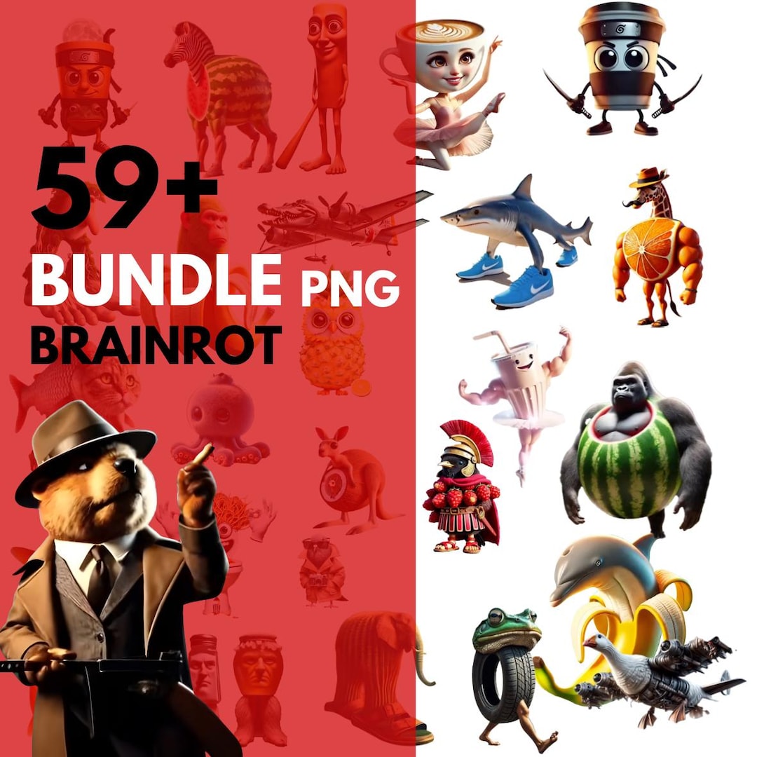 Brainrot PNG Bundle 60+ Viral Meme Clipart Digital Stickers Tralalero ...