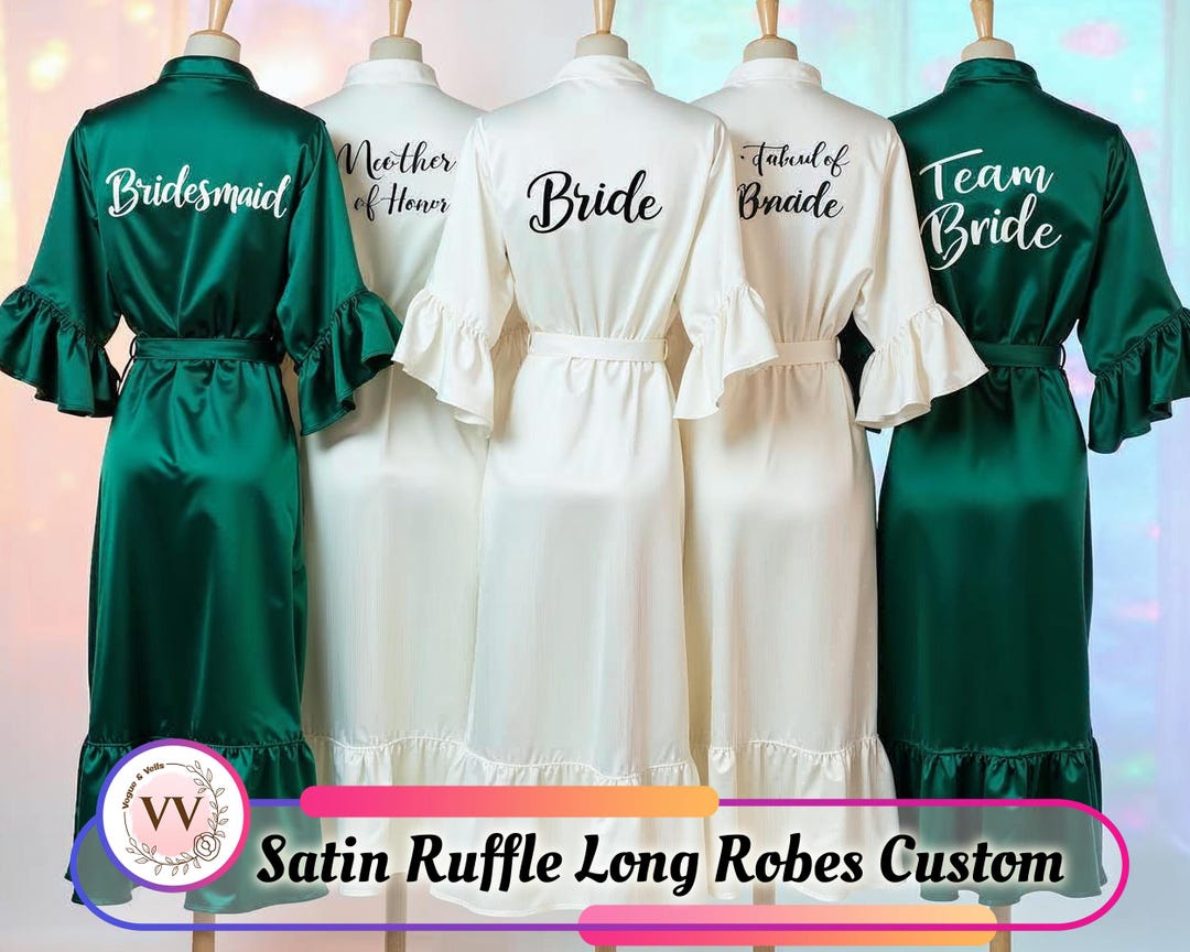 Personalized Satin Ruffle Robe for Women | Wedding Morning, Bridesmaids ...