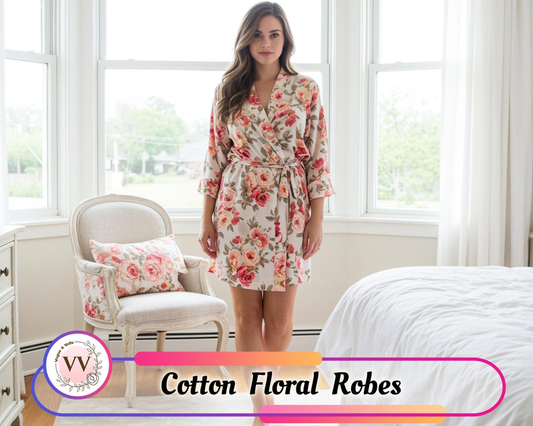 Floral Print Rayon Robe for Women Wedding Party Robe Bridesmaid Gift ...