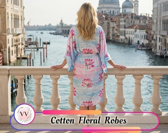 Rayon badjas met bloemenprint | Cadeau bruidsmeisje | Lichtgewicht zomerjas | Bruidsjurk | Kimonobadjas van rayon voor bruid | Huwelijkscadeaus