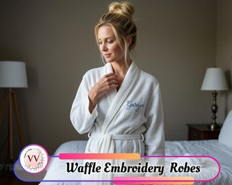 Waffle Robes for Women Custom Embroidered Wedding Robes Personalized Spa Robe Bridesmaid Waffle Robes Bride Winter Robes Bridal Party Gifts