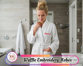Custom Waffle Robes for Women Embroidered Wedding Robes Personalized Spa Robe Bridesmaid Waffle Robes Bride Winter Robes Bridal Party Gifts